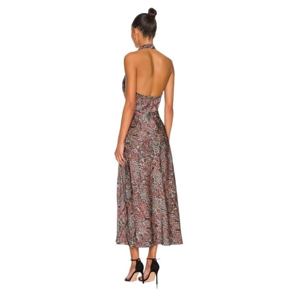 NICHOLAS Aline Cross Over Halter Midi Dress with Side Gather - Picture 2 of 8